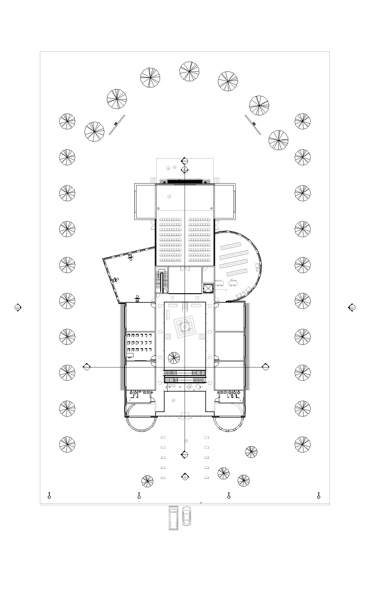 a black-and-white computer generated architectural drawing of the school's second floor plan