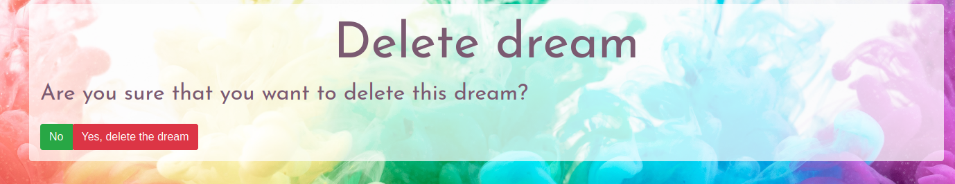 a message confirming deletion of a dream