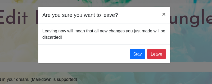 a dialog box asking if you want to leave the editor